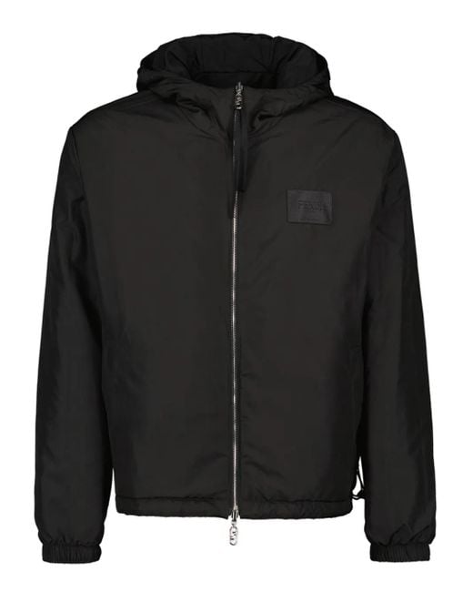 Giacca A Vento Con Cappuccio di Fendi in Black da Uomo