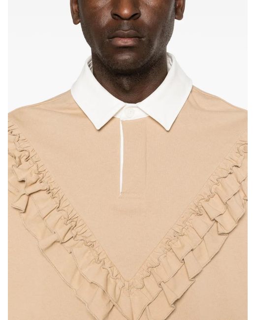 Simone Rocha Natural Ruffled-Detail Polo Shirt for men