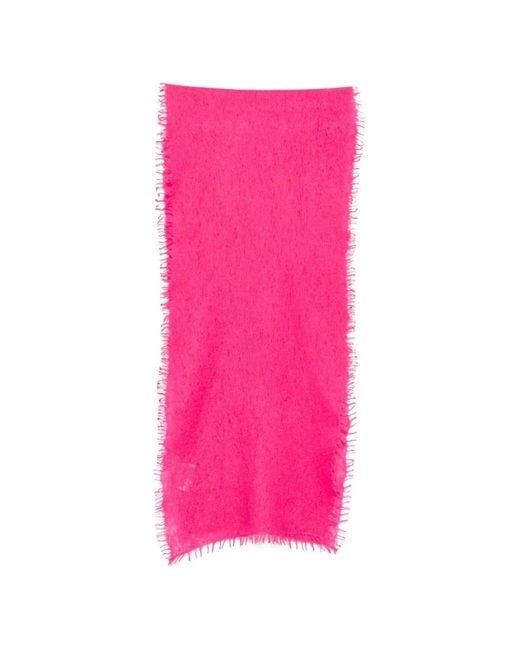 Mouleta Pink Frayed-Edge Scarf