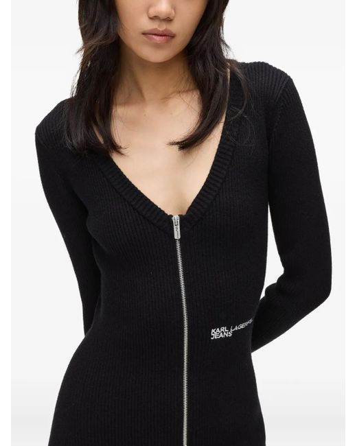 Abito A Coste Con Zip di Karl Lagerfeld in Black