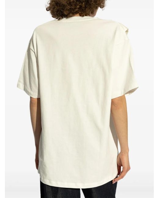 Blumarine T-Shirt Verfraaid Met Logo in het Natural