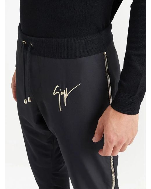 Giuseppe Zanotti Black Logo-Print Track Pants for men