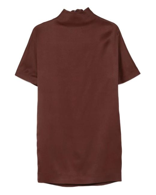 Loulou de Saison Red Elton High-Neck Short-Sleeve Mini Dress