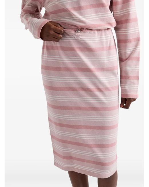 Prada Pink Bayadere Striped Midi Skirt