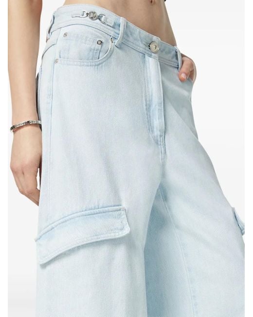 Versace Blue Wide-Leg Cargo Jeans