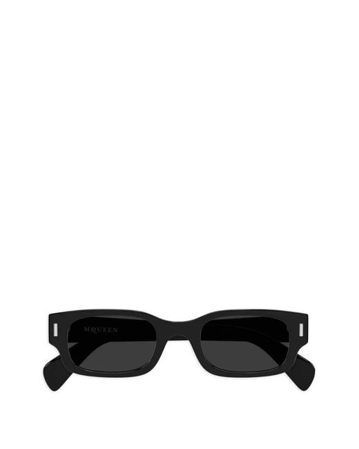 McQueen Black Rectangle-Frame Sunglasses