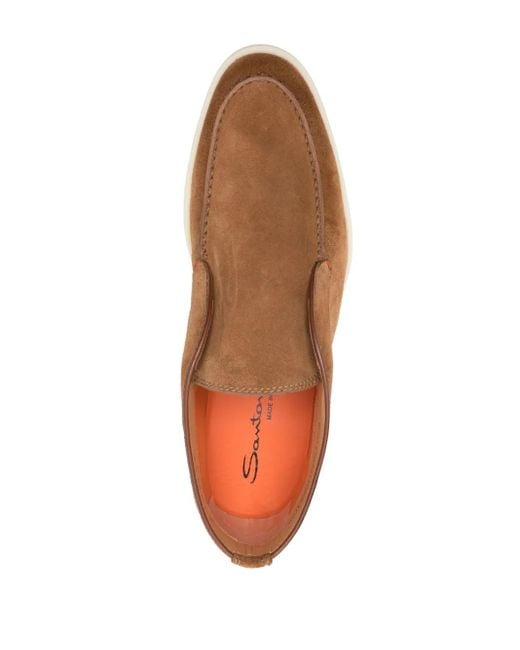 Santoni Brown Slip-On Suede Boots for men