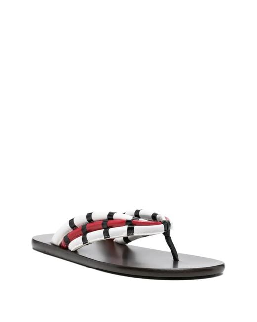 Jude White Striped-Strap Sandals