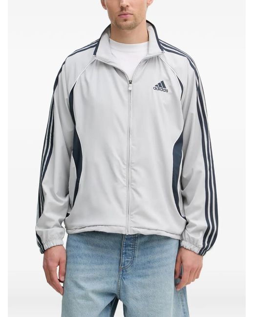 Adidas Blue Teamgeist Adicolor Logo-Embroidered Stripe-Detail Jacket for men