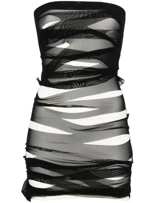 MM6 by Maison Margiela Black Distressed-Finish Mini Dress