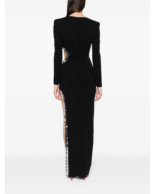 Nissa Black Cut-out Sequin Maxi Dress