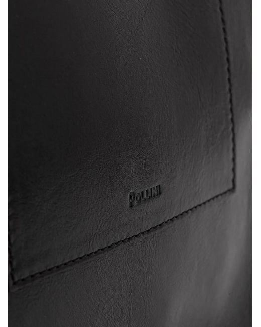 Pollini Black Sac Porté Épaule En Cuir À Logo Embossé