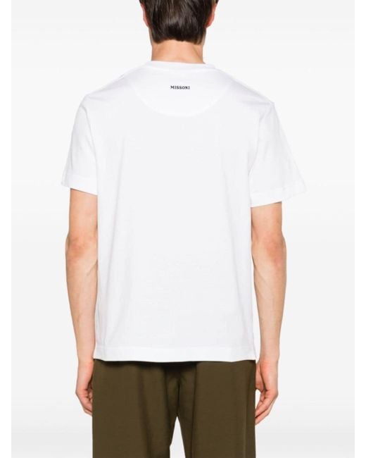 Missoni White Zigzag-print Cotton T-shirt for men