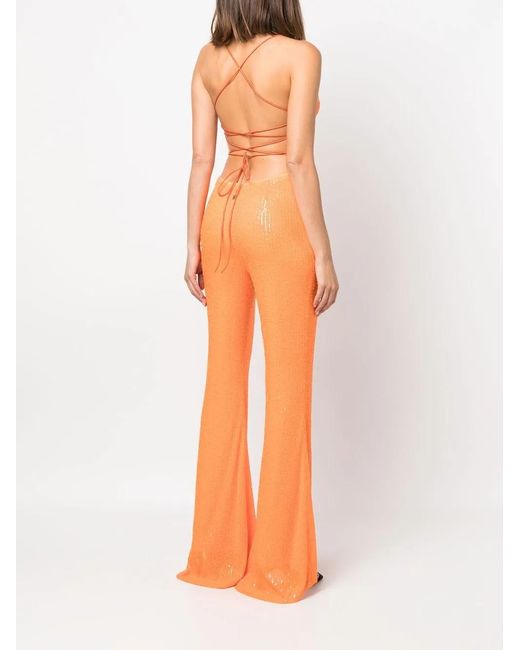 ROTATE BIRGER CHRISTENSEN Orange Sequin-Embellished Jumpsuit