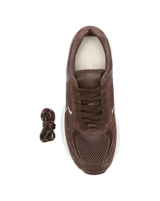 SERGIO MORETTI FIRENZE Brown Mesh-Panel Sneakers
