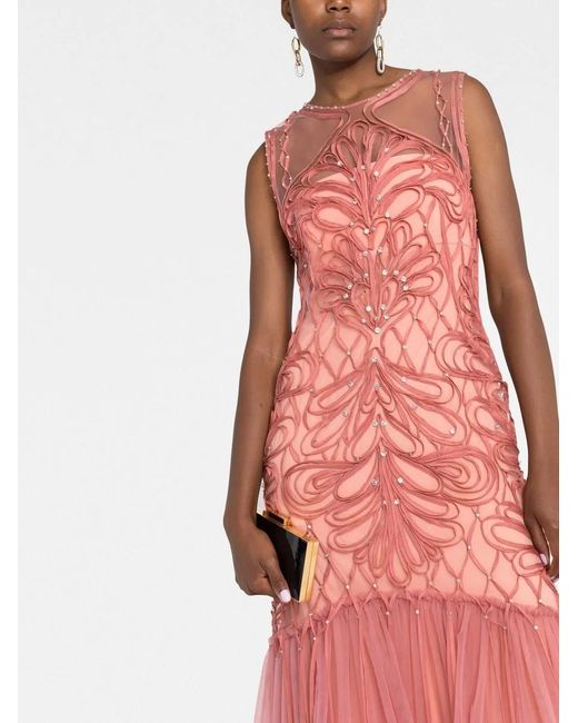 Alberta Ferretti Pink Crystal-Embellished Dress