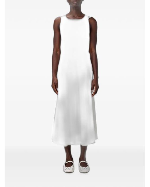 ARMANI EXCHANGE White Round-Neck Sleeveless Midi Dress