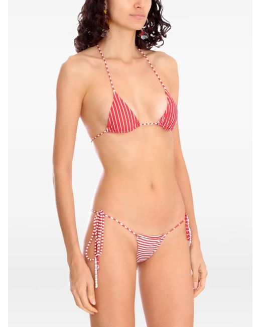 Amir Slama White Striped Bikinis (Set Of Three)