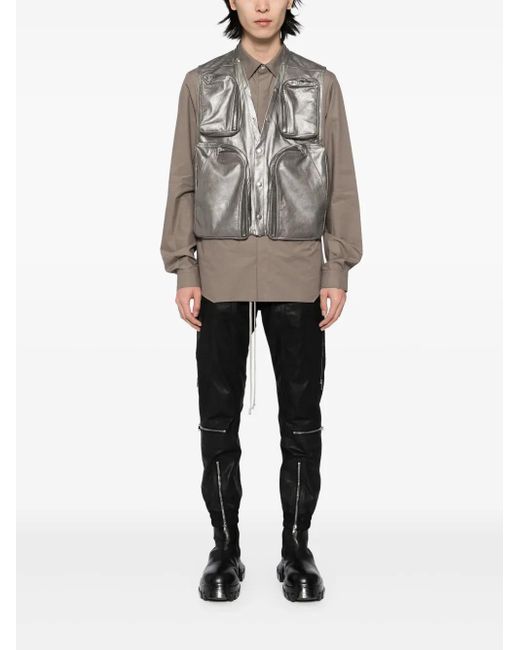 Rick Owens Gray Cargo Vest Jacket for men