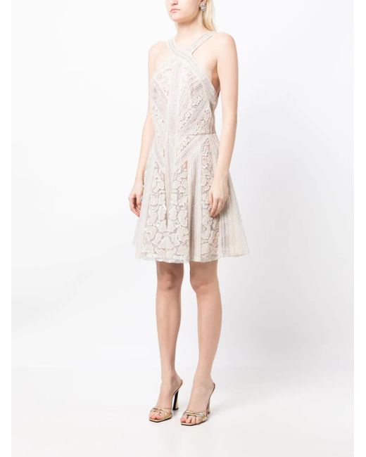 Elie Saab White Bead-Embellished Silk Dress
