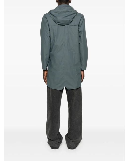 Rains Blue Snap-Button Hooded Raincoat