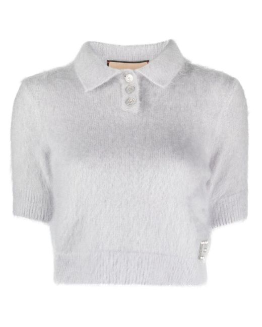 Gucci White Brushed Knitted Polo Top