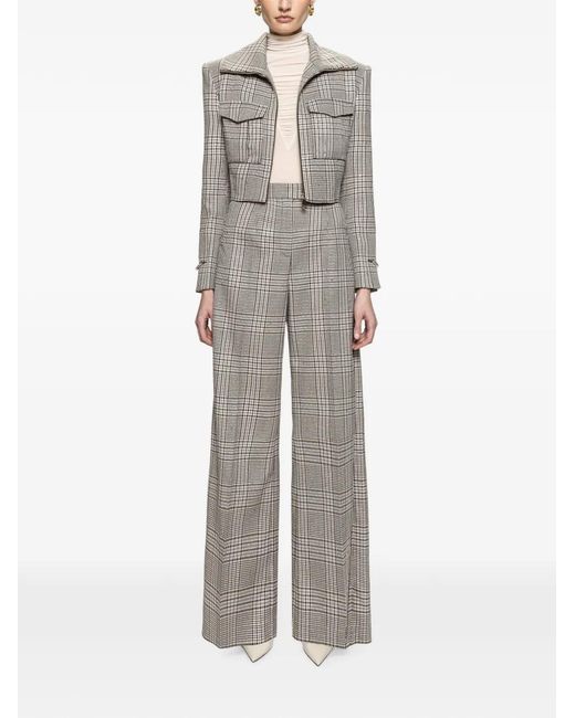 Nissa Gray Checked Cropped Jacket