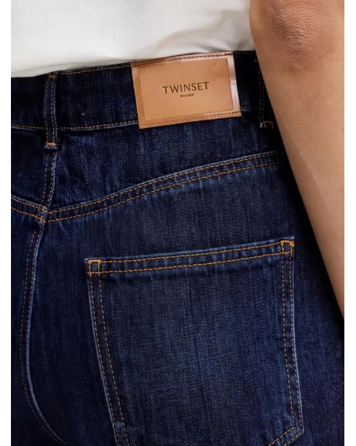 Twinset Blue Buttoned-Slit Jeans
