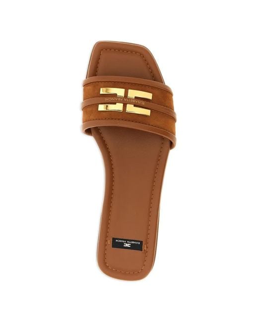 Elisabetta Franchi Brown Logo Slides