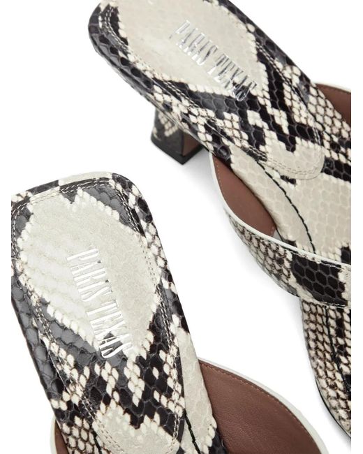 Paris Texas White Portofino Snakeskin-Effect Sandals