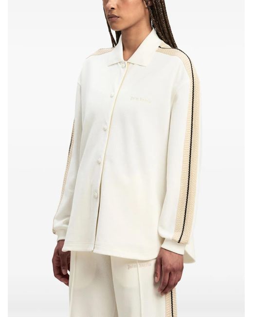 Palm Angels Natural Logo-Embroidered Cotton Track Shirt