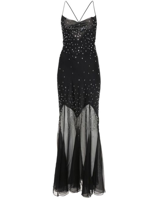 Rabanne Black Crystal-embellished Long Dress