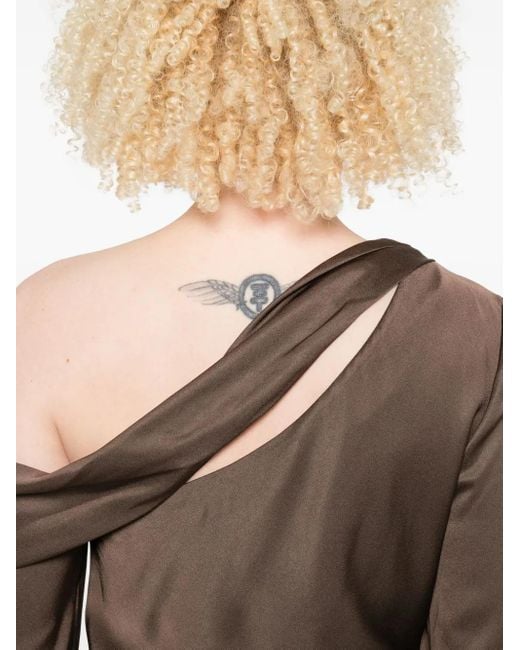 Jonathan Simkhai Brown One-Shoulder Wrap Mini Dress