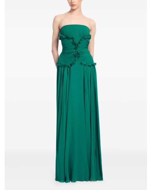 Elie Saab Green Silk Maxi Dress