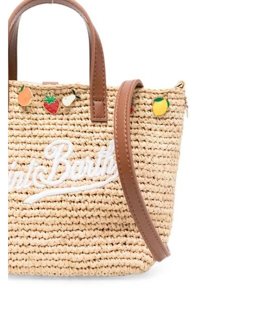Mc2 Saint Barth Natural Fruit-Charm Logo-Embroidered Tote Bag