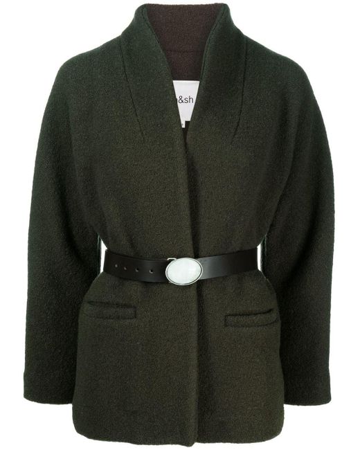 Manteau à taille ceinturée Ba&sh en coloris Black