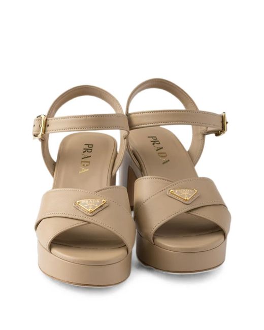 Prada Natural Nappa Leather Platform Sandals