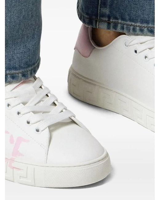Versace White Logo Greca Sneakers