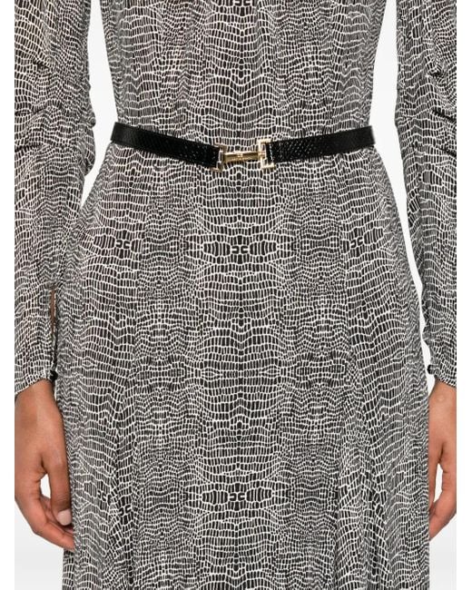 Elisabetta Franchi Gray Asymmetrisches Kleid mit Python-Print