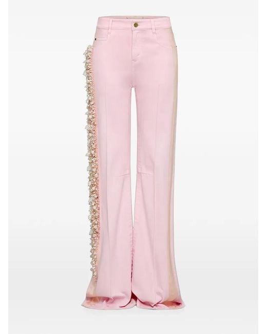 Hellessy Pink Otto Pearl-Embellished Denim Jeans