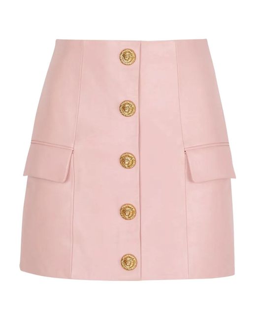 Balmain Pink Buttoned Mini Skirt
