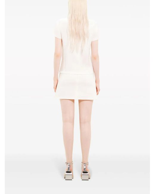 Courreges White Denim Miniskirt With Ellipse Buckle
