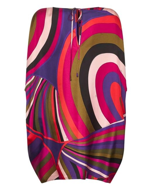 Emilio Pucci Pink Abstract-Pattern Print Cape Dress