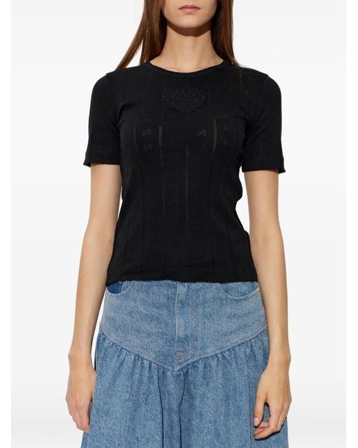 Ganni Black Top With A Patch
