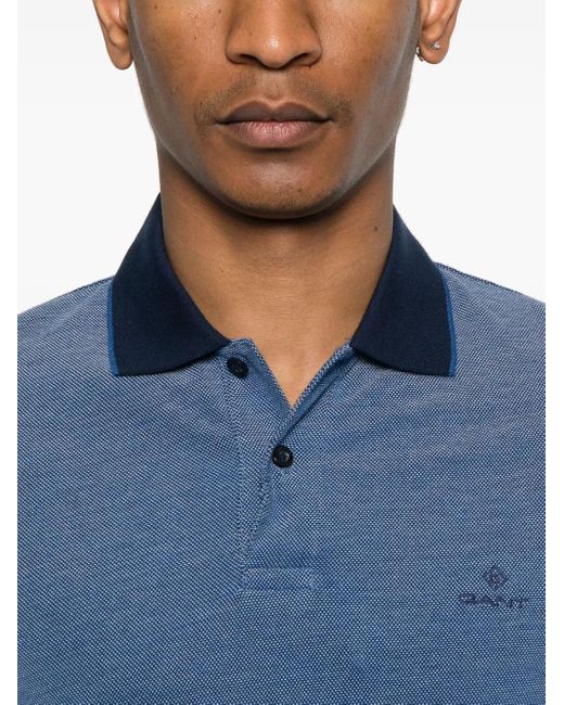 Gant Blue Logo-Embroidered Polo Shirt for men