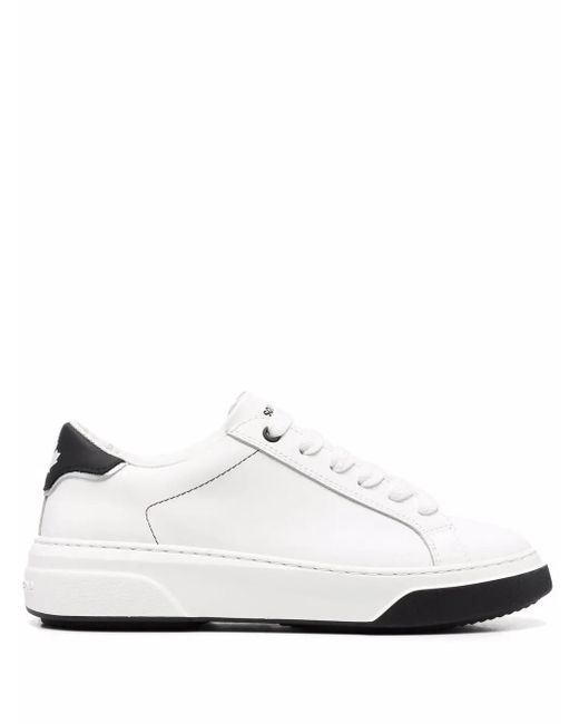 DSquared² White Lace-Up Leather Sneakers