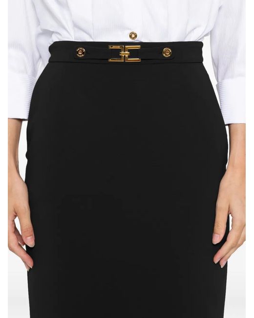 Elisabetta Franchi Black Fitted Pencil Skirt With Accents
