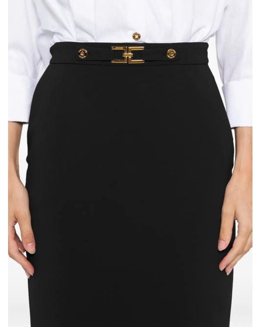 Elisabetta Franchi Black Fitted Pencil Skirt With Accents