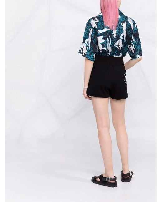 Balmain Black Logo Print Knit Shorts
