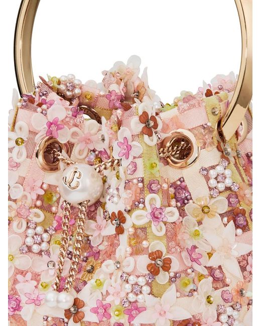 Jimmy Choo Pink Bon Bon Floral-Appliqué Handle Shoulder Bag